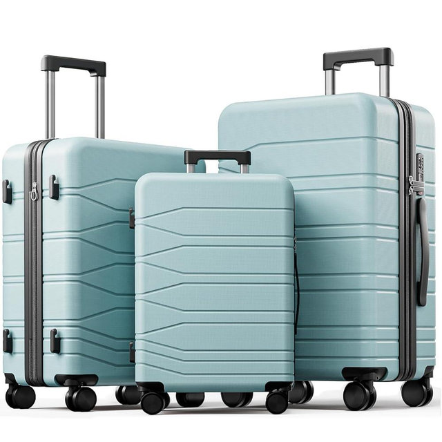 voyzap 3 Piece Luggage Set, 20/24/28 Inch Expandable Luggage Sets with Spinner Wheels, ABS+PC Hardshell Suitcases, Suitcase Set with Double-Layer Explosion Zipper, TSA Lock & 3 Tags