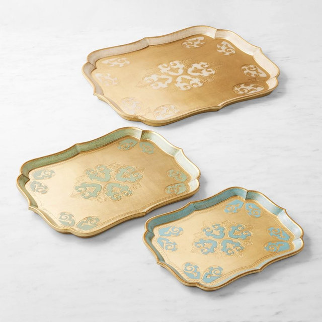 Florentine Wood Scallop Nesting Trays