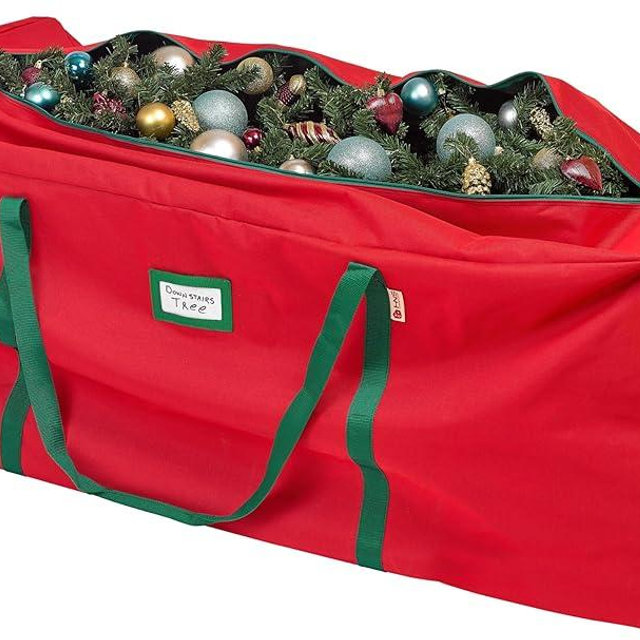 HOLDN’ STORAGE Christmas Tree Bag Heavy Duty 600D Oxford - Christmas Tree Bags Storage Fits Up To 7.5Ft, Extra Wide, Waterproof Storage Bags with Reinforced Handles & Zipper - Red