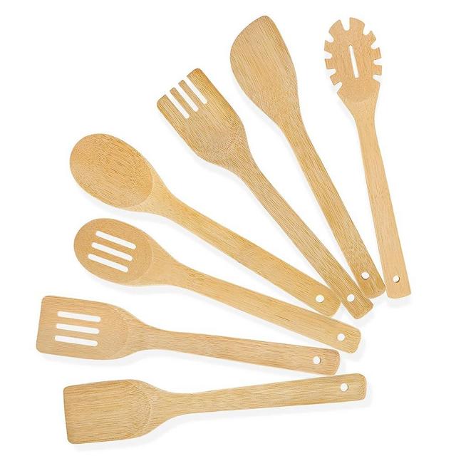 [7-PCS] Wooden Spoons for Cooking is for All Kitchen. Made From Bamboo Wood, Wooden Spatula & Wooden Spoon 11.8 in. and Non-Stick Surface, Suitable for Home & Chef Use or Gift for Someone Special