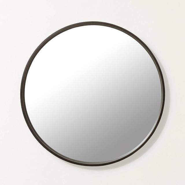 Large Round Wood Framed Mirror Black - Hearth & Hand™ with Magnolia