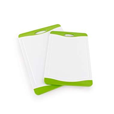Neoflam 53104 2 Piece Plastic Set in White and Green-BPA Free, Non Slip, Di cutting board