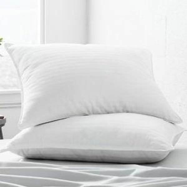 Set of 2 Cooling Gel Fiber Bed Pillows With 100% Cotton Cover - Becky Cameron, White, Standard - standard