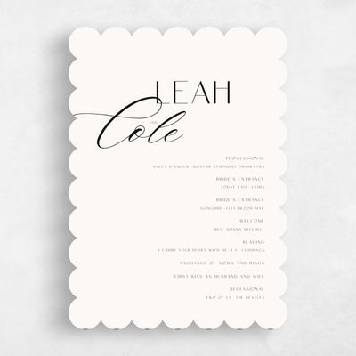 Beige Scalloped Wedding Program - Zion