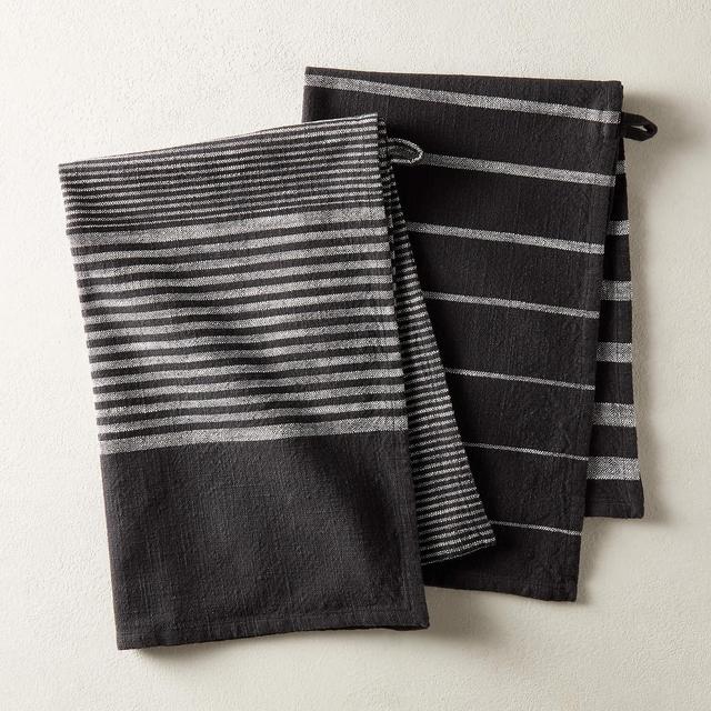 Cafe Black Striped Dish Towels Set of 2