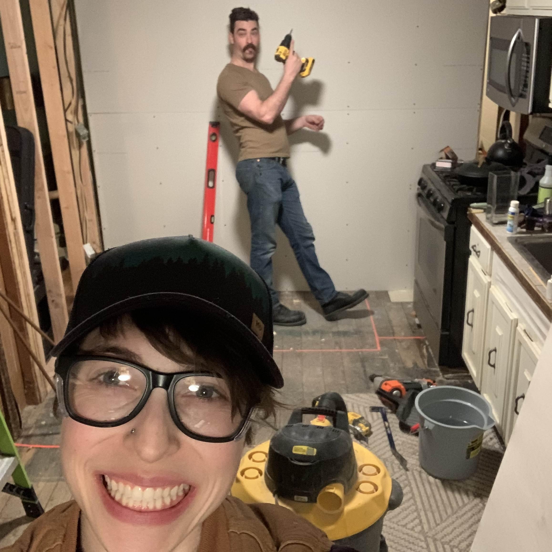 building a wall in the kitchen