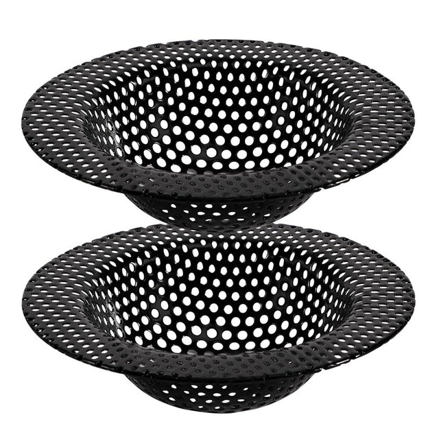2 Pcs Black Stainless Steel Mesh Sink Drain Strainer, 4.45" Top/2.95" Kitchen Filter Trap Basket,Large Food Catch for Bathroom Bathtub Wash basin Floor drain balcony RV Drain Hole Electroplated Coatin