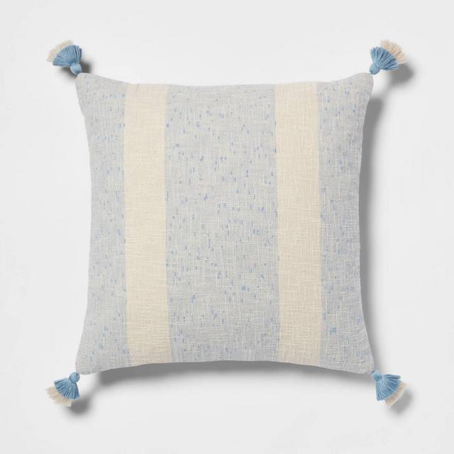 Euro Slub Texture Stripe with Tassels Decorative Throw Pillow Light Blue - Threshold™