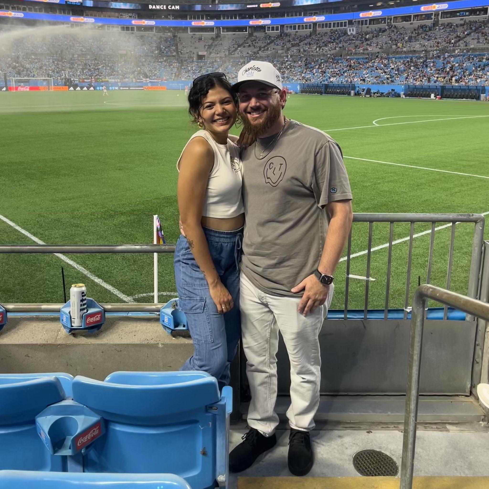 Our first date at the Charlotte FC vs. D.C. United soccer game at Bank of America Stadium, Charlotte, NC, June 15, 2024. Charlotte won 1-0. (Nuestra primera cita)