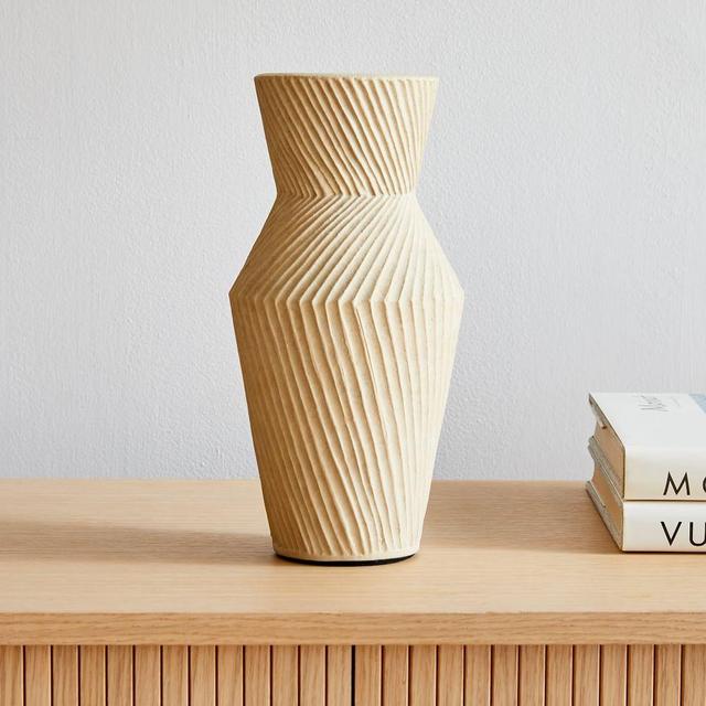 Asher Ceramic Tabletop Vases, Vase, White, Earthenware, Large