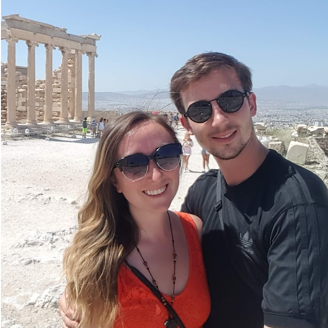 Our first trip to Greece! Standing in the blistering sun on top of Athens while visiting the Acropolis. June 2018