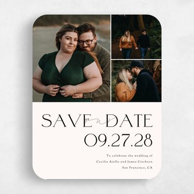 Beige Rounded Wedding Save the Date - Santiago Multiphoto