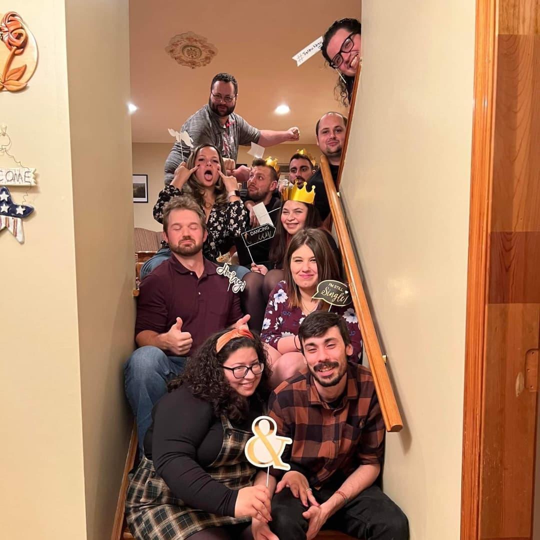 Thanks to Aunt Ree, we were able to host an engagement party in her beautiful home last November. This is the best dressed you will see the court until the wedding day.
(Cornwall, NY: November 2021)