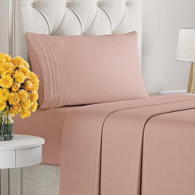 Twin Size 3 Piece Sheet Set - Comfy Breathable & Cooling Sheets - Hotel Luxury Bed Sheets for Women & Men - Deep Pockets, Easy-Fit, Extra Soft & Wrinkle Free Sheets - Mauve Oeko-Tex Bed Sheet Set