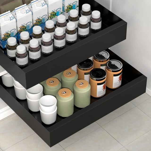 HIKITMATE Pull Out Cabinet Organizer, Carbon Steel Cabinet Drawers Slide Out, with Nano Adhesive Strip for Kitchen, Bathroom 13.6" W X 16.5" D X 2.7" H.