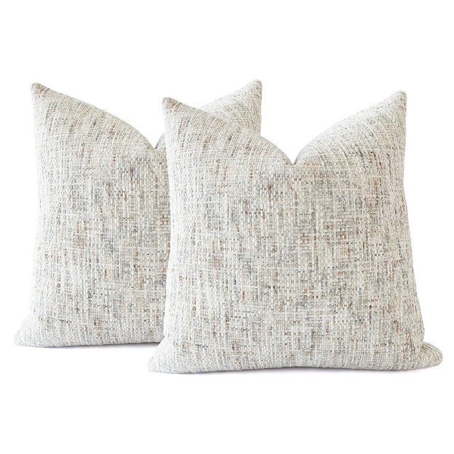 HOMFINER Textured Neutral Throw Pillow Covers 22x22 Inch Set of 2 Soft Woven Chenille Accent Boho Farmhouse Square Decorative Cushion Cases for Modern Home Decor Bed Couch Sofa Living Room