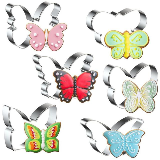 FUSOTO 6PCS Butterfly Cookie Cutters Set, 3 Inches Butterfly Shaped Cookie Cutter, Stainless Steel Cookie Cutters for Baking, Butterfly Shapes Baking Tool for Homemaking Cookie,Biscuits,Dough