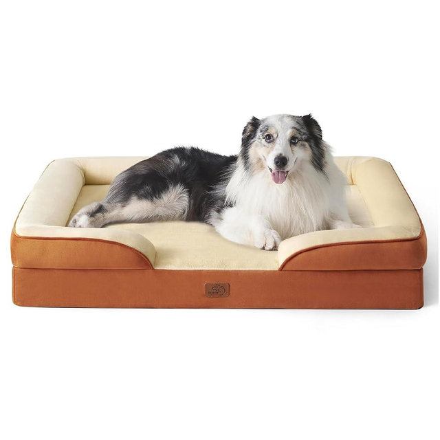 Bedsure Orthopedic Dog Bed for Extra Large Dogs - XL Washable Dog Sofa Beds Large, Supportive Foam Pet Couch Bed with Removable Washable Cover, Waterproof Lining and Nonskid Bottom, Caramel, 42"