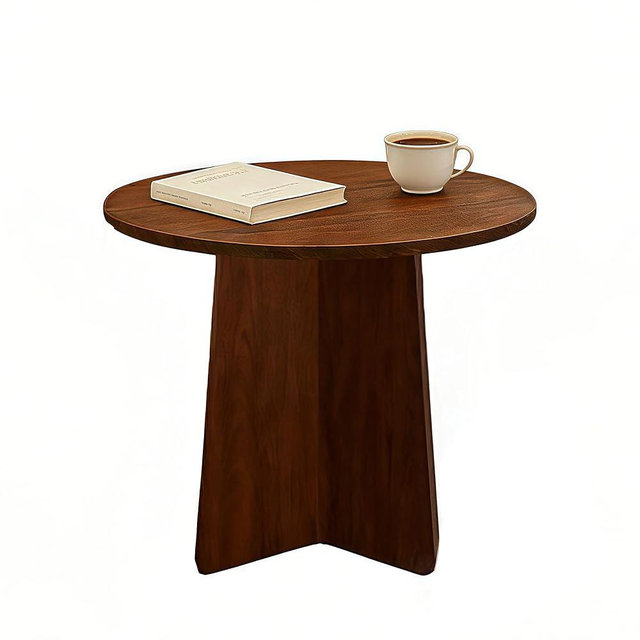 Wooden Coffee Side Table, Round End Tables Living Room, Small Round Side Table for Couch, Small Spaces, Bedroom, Bedside, Corner, Office, Nursery Circle Accent Tables, Rustic Walnut, 15.7 x 15.7 in