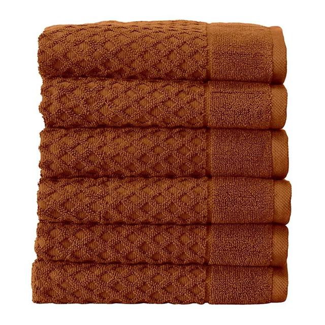 Great Bay Home 100% Cotton Copper Hand Towels | 6 Soft Bathroom Hand Towels | Highly Absorbent, Quick Dry Bath Towels | Grayson Collection (Set of 6, Copper)