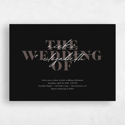 Black Wedding Invitation - Temecula Landscape
