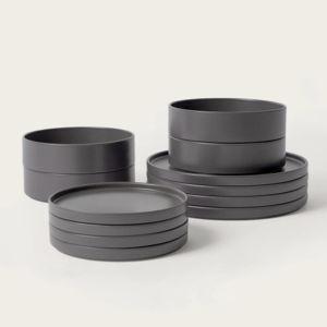 Portuguese Stoneware Dinnerware Set with Pasta Bowls ( 12 Piece Set)