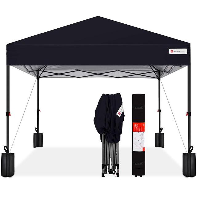 Best Choice Products 12x12ft 1-Person Setup Pop Up Canopy Tent Instant Portable Shelter w/ 1-Button Push, Case, 4 Weight Bags - Black