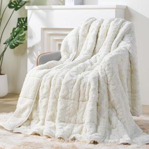Super Fuzzy Soft Sherpa Fleece Weighted Blanket, 15 lbs Dual Sided Fluffy Heavy Weighted Blankets for Adults - No Bunching with Double Layers of Soft Inner Lining (48"x 72", 15 Pounds)