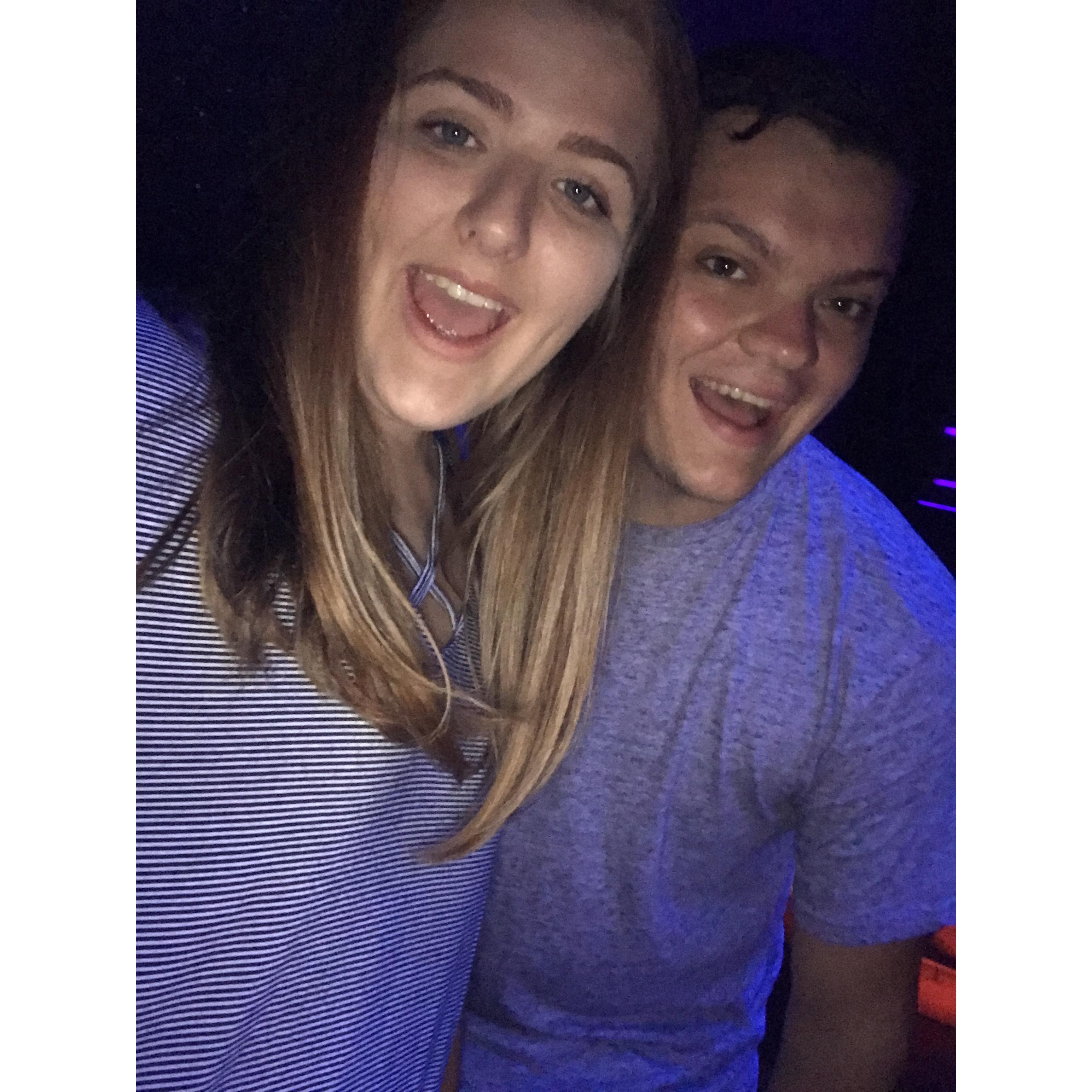 Our first date at Main Event, which has become our go-to date night!