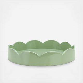 Small Round Lacquer Scalloped Tray