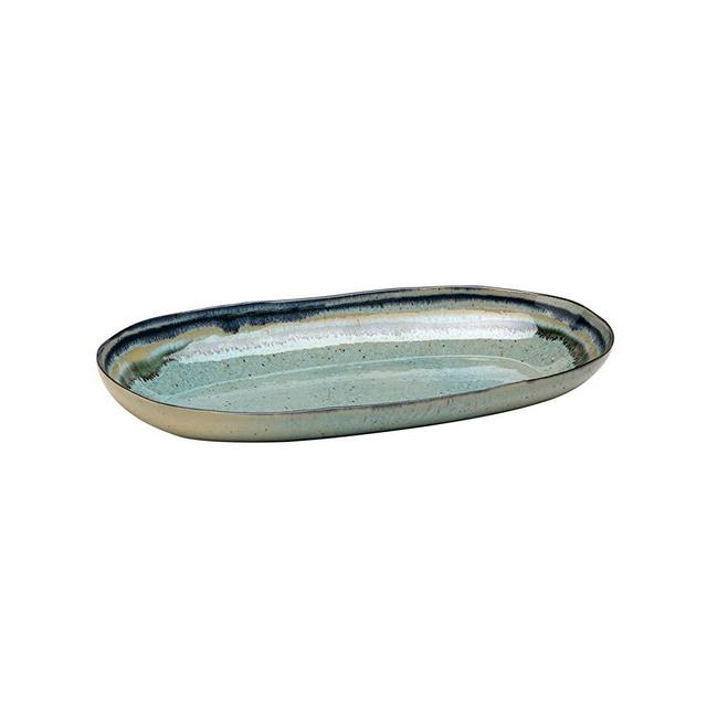 Casafina Sausalito Collection Stoneware Ceramic Oval Serving Platter 13", Green