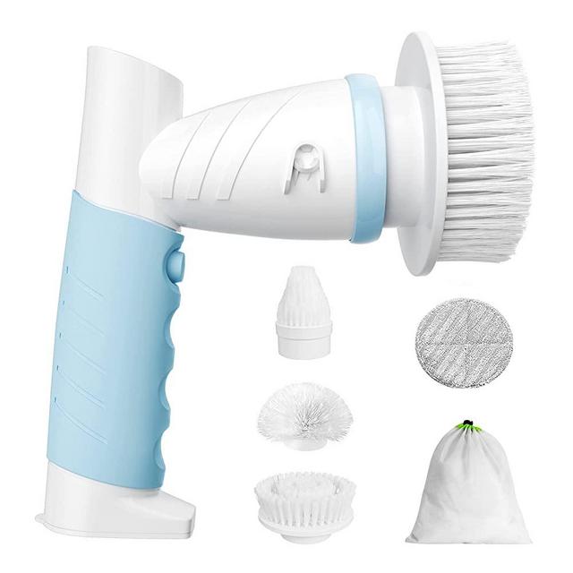 SZFIXEZ Electric Spin Scrubber Cordless Motorized Scrubber for Bathroom Electric Spin Cleaner with 4 Replaceable Shower Cleaning Brush Heads for Wall, Bathroom, Tile Floor, Bathtub, Toilet, Window…