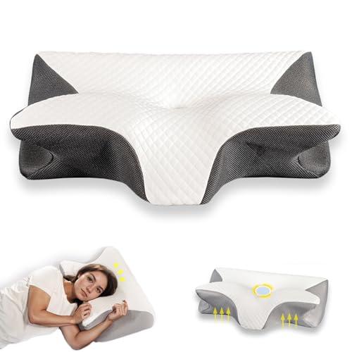 Cervical Neck Pillow for Pain Relief & Sleeping - Orthopedic Memory Foam Pillow, Ergonomic Contour for Side Sleepers, Neck and Shoulder Support