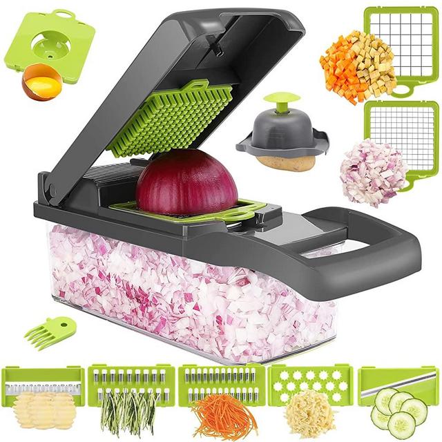 Vegetable Chopper - Time-and Labor-Saving Food Chopper - Pro Onion Chopper Vegetable Cutter and Dicers ，12 in 1 Multifunctional Veggie Chopper，Chopper vegetable cutter with Container