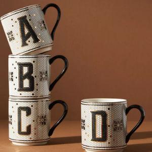 The Bistro Tile Stoneware Mugs LETTER N AND D