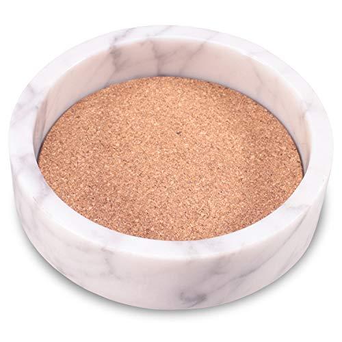 JIMEI Marble Wine Bottle Coaster Wine Bottle Champagne Bottle Coaster Absorbent Cork Holder Bottles and Any Occasion (White)