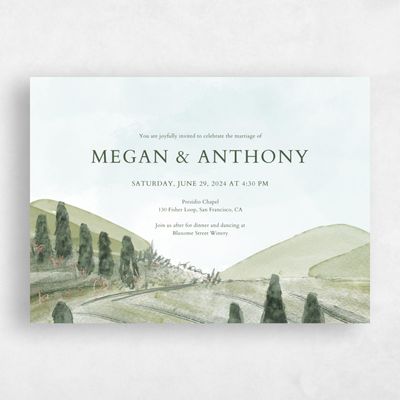 Green Landscape Wedding Invitation - Oakhurst Landscape