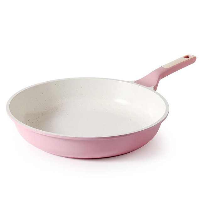 SENSARTE Nonstick Ceramic Frying Pan 9.5-Inch, Healthy Non Toxic Skillet, Induction Compatible Omelet Pan with Heat Resistant Handle, PFAS-Free, Pink