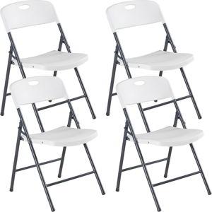 DUMOS 4 Pack Folding Chairs Heavy Duty - Plastic Stackable Portable Dining Chairs Set, Wedding, Party, Patio, Garden, for Indoor Outdoor, for Home and Office, Conference, White