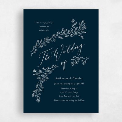 Darkest Teal, Blue Wedding Invitation - Miette Portrait
