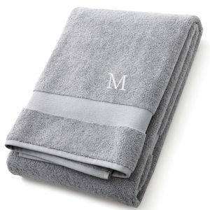 Personalized Organic Turkish Cotton Grey Bath Sheet