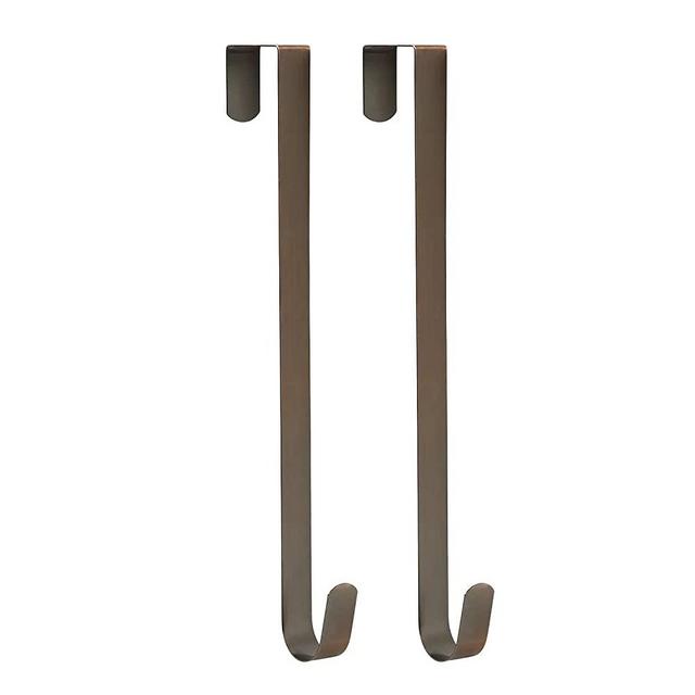 Sattiyrch 15" Wreath Hanger for Front Door,Steel Over The Door Single Hook for Door Sign, Brushed Copper,2pcs