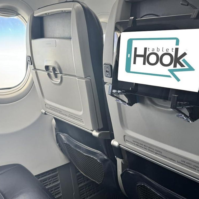 TabletHookz v3. The Hands-Free Mount for Your Tablet or iPad. Designed for Travel and Convenience, securely attaches Your Device to Train or Plane Seats or car headrests for Eye Level Entertainment
