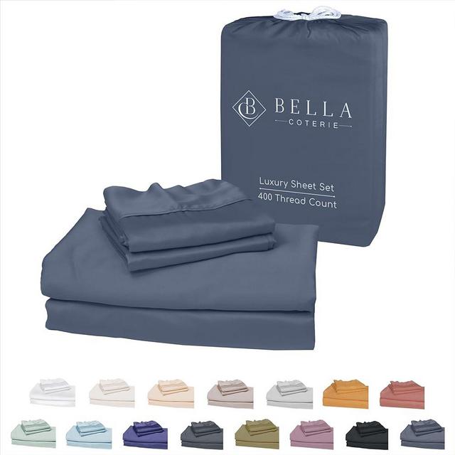 Bella Coterie Luxury California King Bamboo Sheet Set | Organically Grown | Ultra Soft | Cooling for Hot Sleepers | 18" Deep Pocket | Viscose Made from Bamboo [Slate Blue]