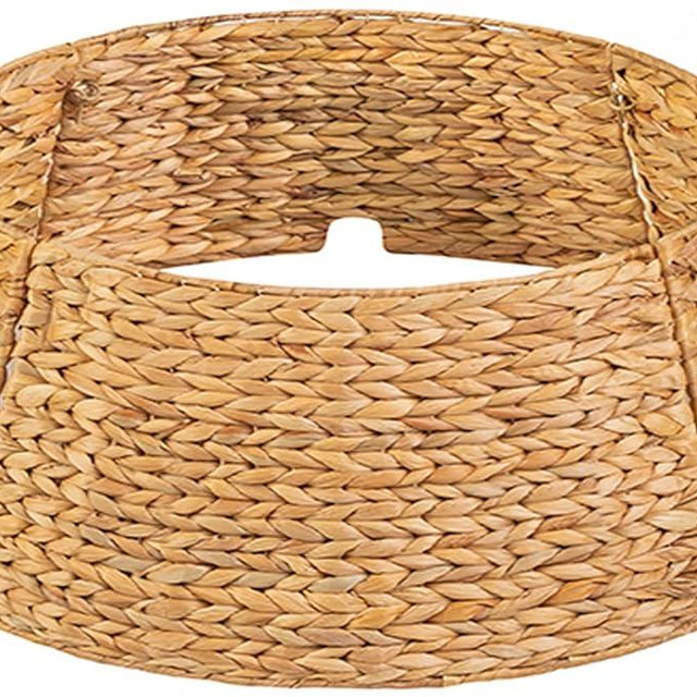 KOLWOVEN 42in Christmas Tree Collar, Christmas Tree Ring Adjustable Water Hyacinth Skirt, Christmas Tree Skirt for Decoration, Base Protection from Pets (Water Hyacinth)