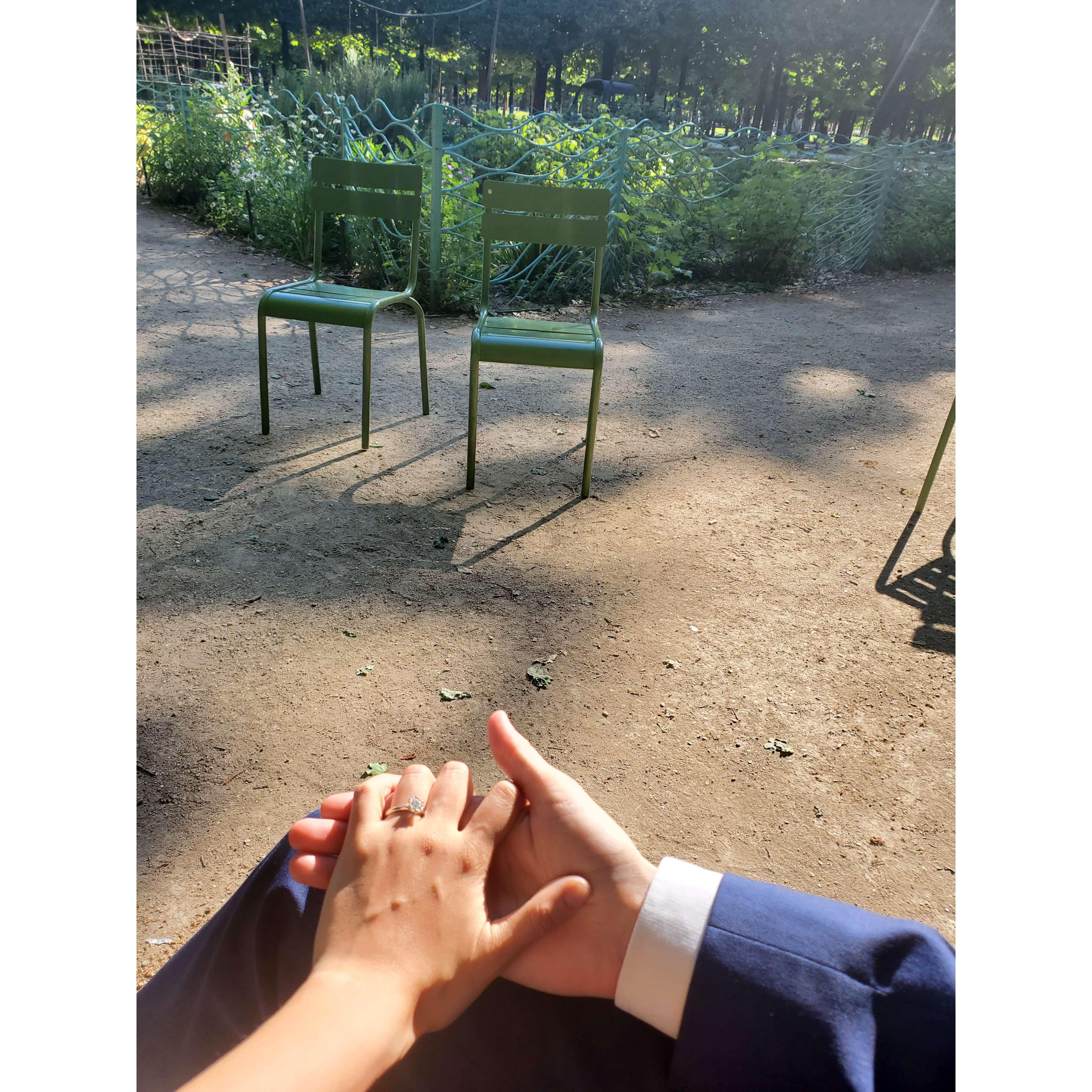 We sat down on the green chair letting the whirlwind of happy vertigo take its course.