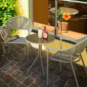 Nuu Garden 3-Piece Coffee Bistro Patio Dining Set Iron Round Table with 2 Stationary Chairs