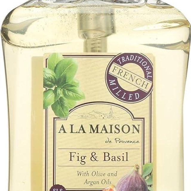 A LA MAISON Fig & Basil Natural Hand Wash Made with Essential Oils - Biodegradable, Plant-Based, Vegan, Cruelty-Free (16.9 Fl Oz Bottle)