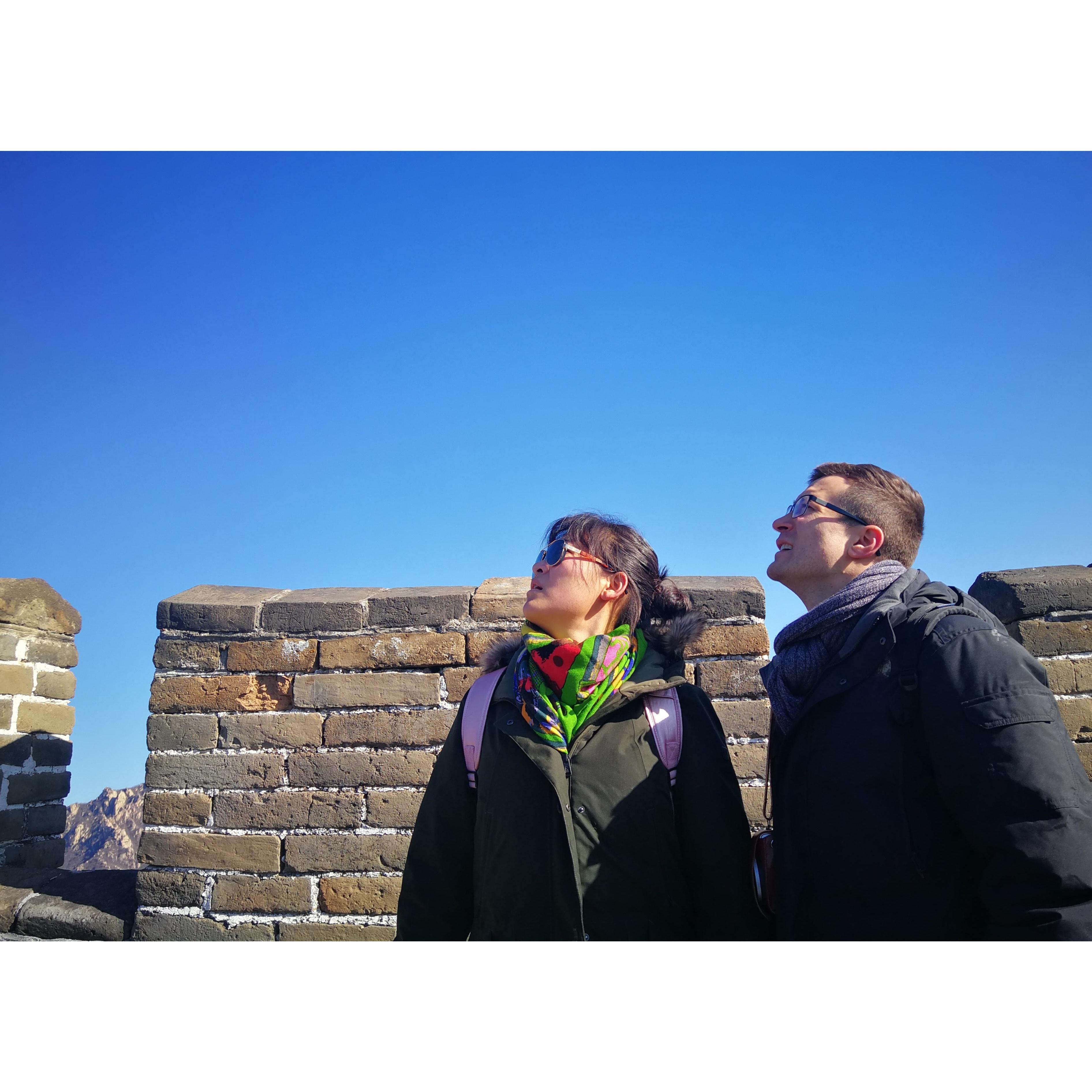 Xiaosy and Jaredsy birdwatching on the Great Wall