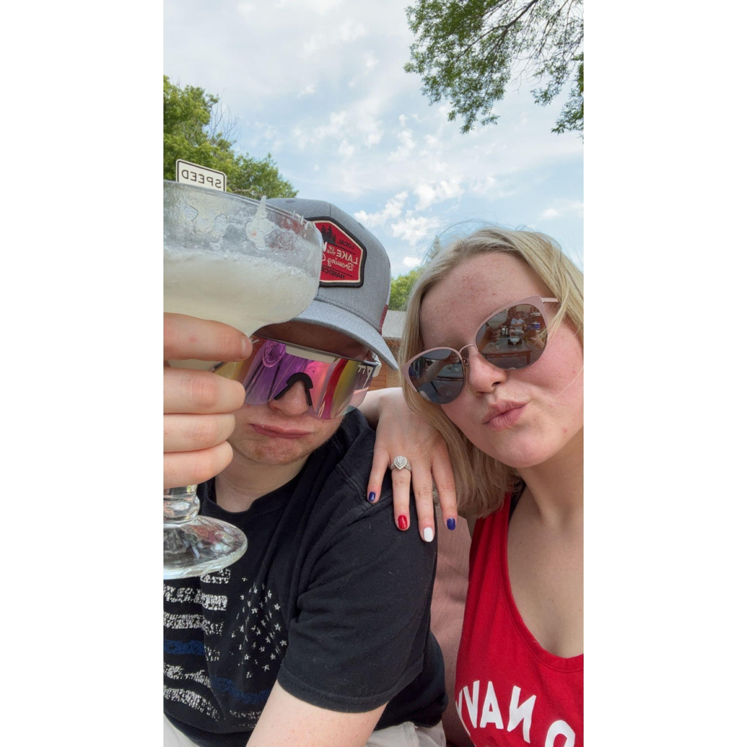 Celebrating with Margaritas on our engagement July 1st, 2024